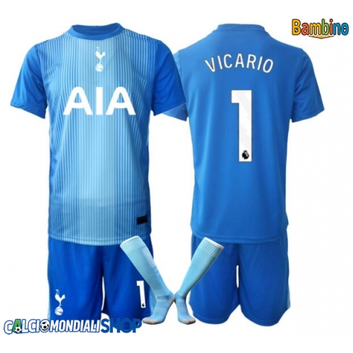 Maglie da calcio Tottenham Hotspur Guglielmo Vicario #1 Portiere Seconda Maglia Bambino 2025-26 Manica Corta + Pantaloni corti)